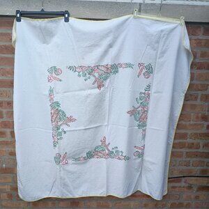 Vintage Cottagecore 50s Harvest Vegetable Printed Cotton Square Tablecloth READ